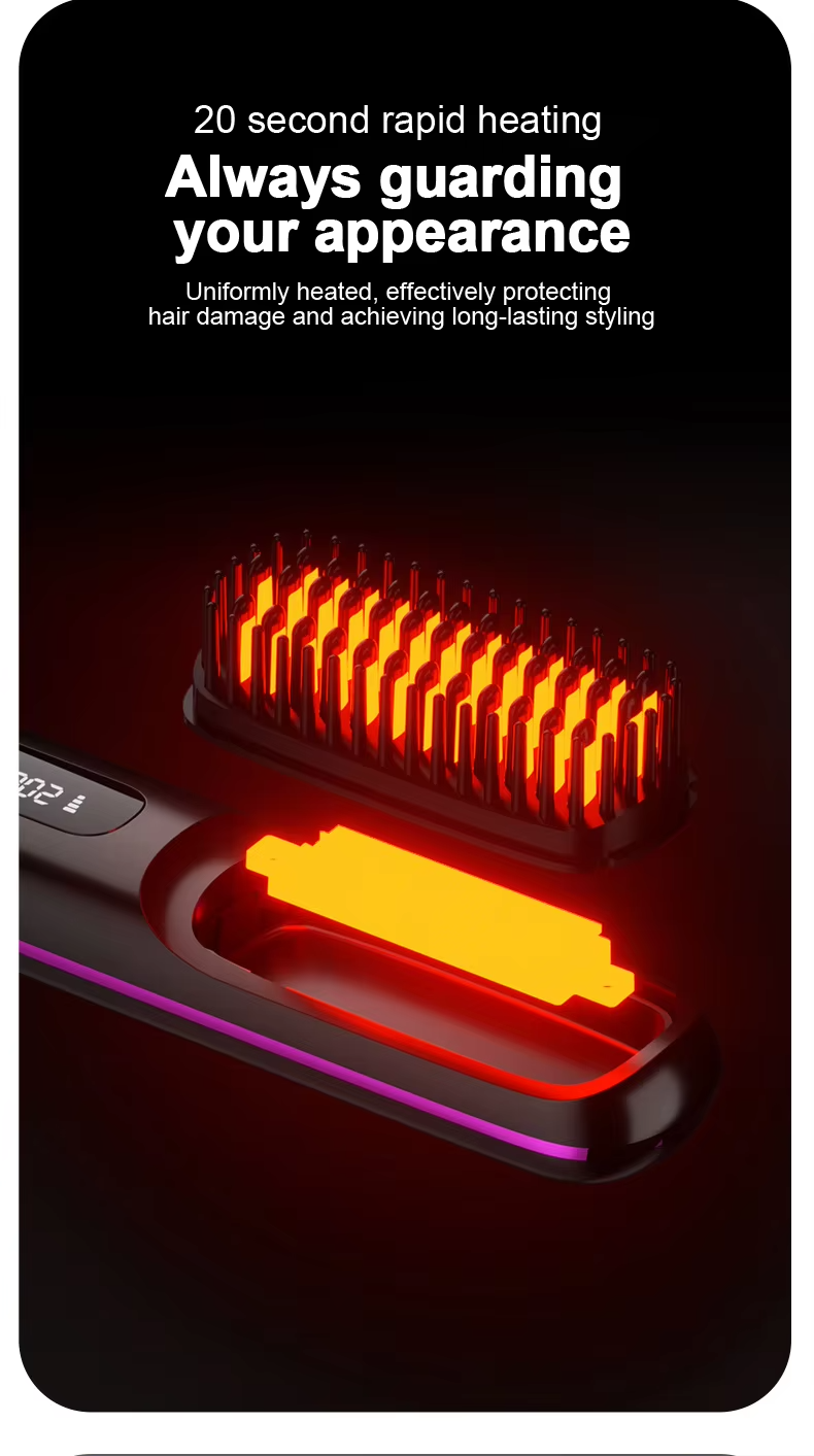 2 in 1 electric cordless portable mini hair straightener brush