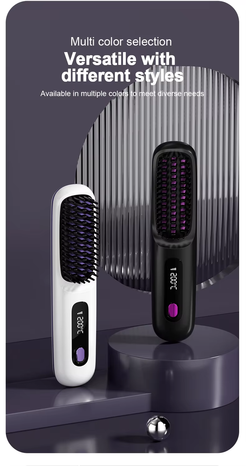 2 in 1 electric cordless portable mini hair straightener brush